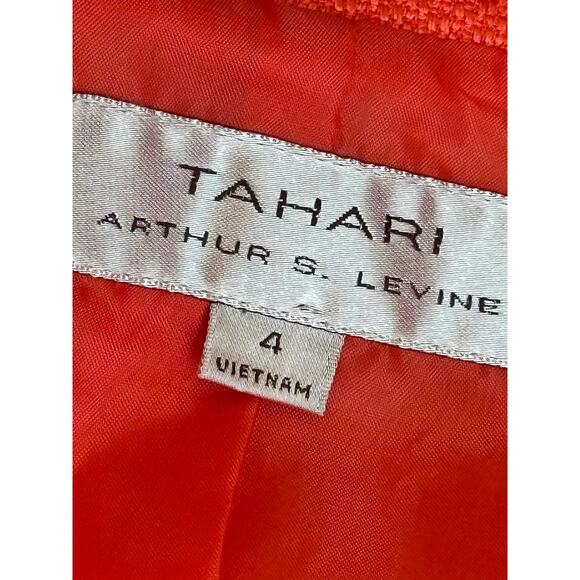 Tahari ASL Double Breasted Blazer w/ Belted Cuffs & Gold Buttons Orange Red SZ.4 - Picture 5 of 16